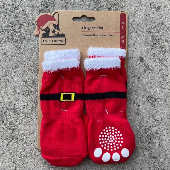 Christmas socks Pup Crew Dog Socks M/L new with tags Santa - Picture 1 of 3